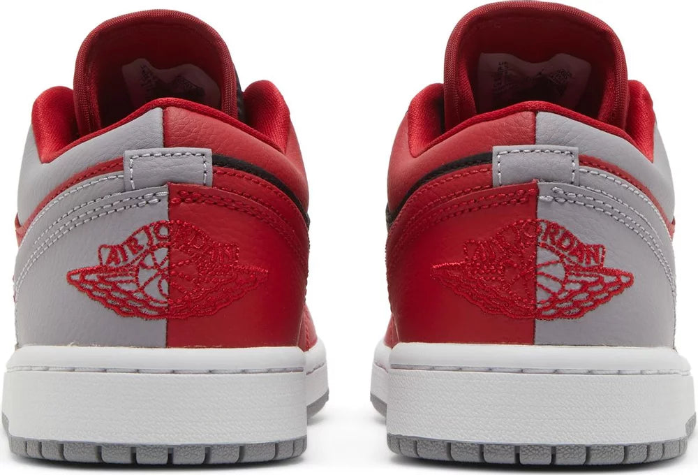 Nike Womens Air Jordan 1 Low SE Sneakers - 'Split - Gym Red Cement Grey'