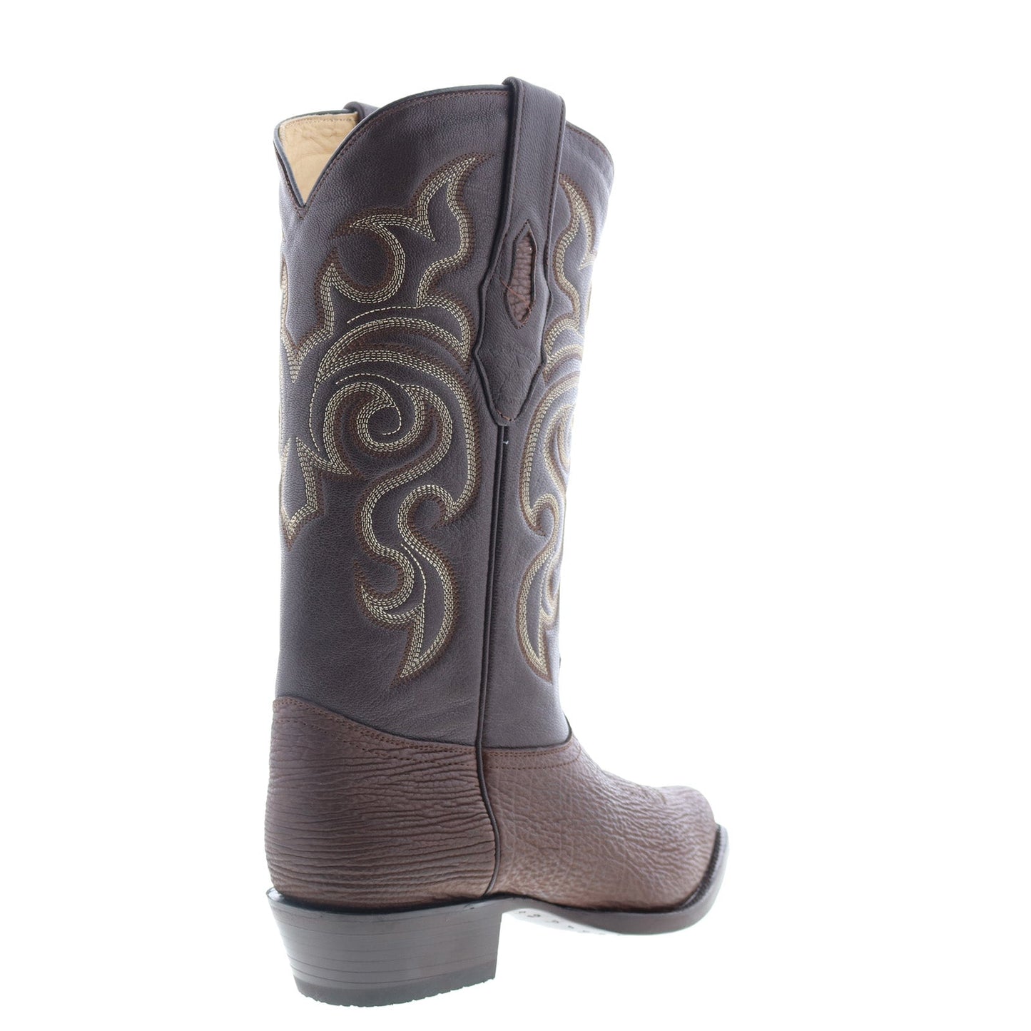Los Altos J-Toe Shark Exotic Leather Mens Brown Wide Cowboy Western Boots