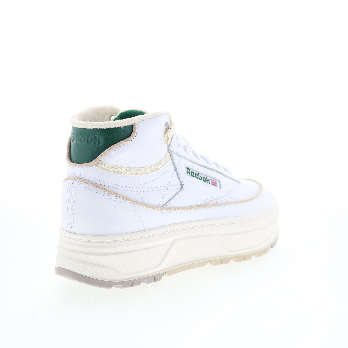 Reebok Club C Geo Mid Womens White Leather Lace Up Lifestyle Sneakers Shoes