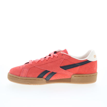 Reebok Club C Grounds UK Mens Pink Suede Lace Up Lifestyle Sneakers Shoes