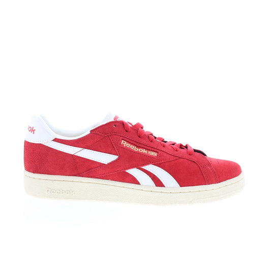 Reebok Club C Grounds UK Mens Red Suede Lace Up Lifestyle Sneakers Shoes