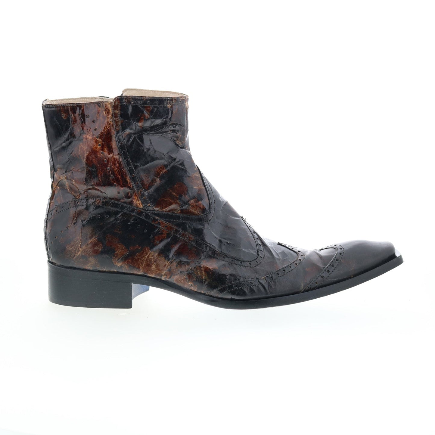 Astton Att1 1724 Mens Brown Leather Zipper Casual Dress Boots