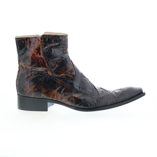 Astton Att1 1724 Mens Brown Leather Zipper Casual Dress Boots