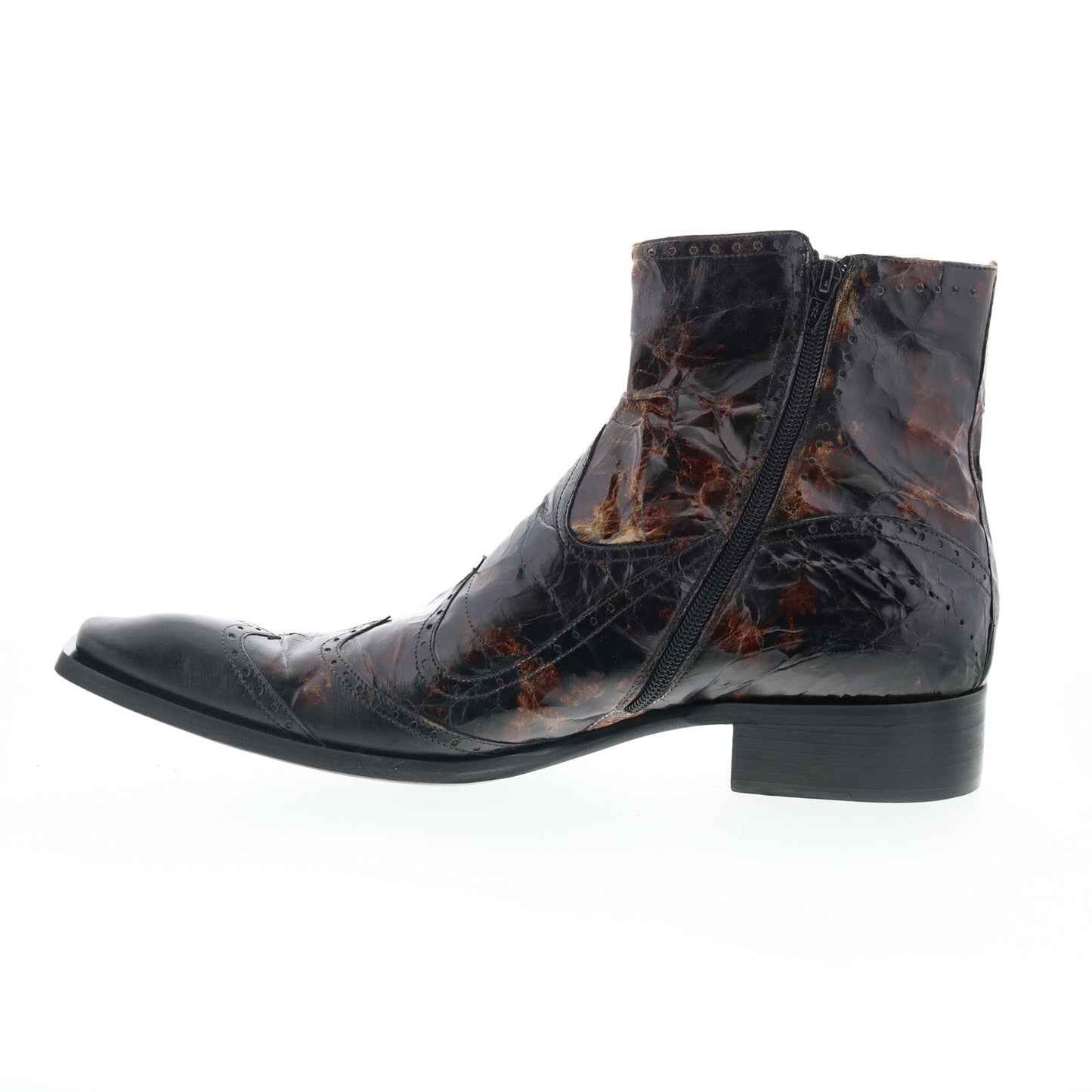 Astton Att1 1724 Mens Brown Leather Zipper Casual Dress Boots