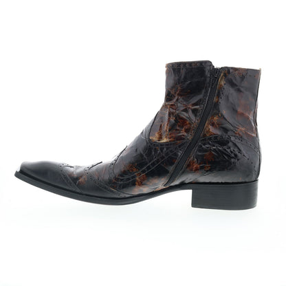 Astton Att1 1724 Mens Brown Leather Zipper Casual Dress Boots