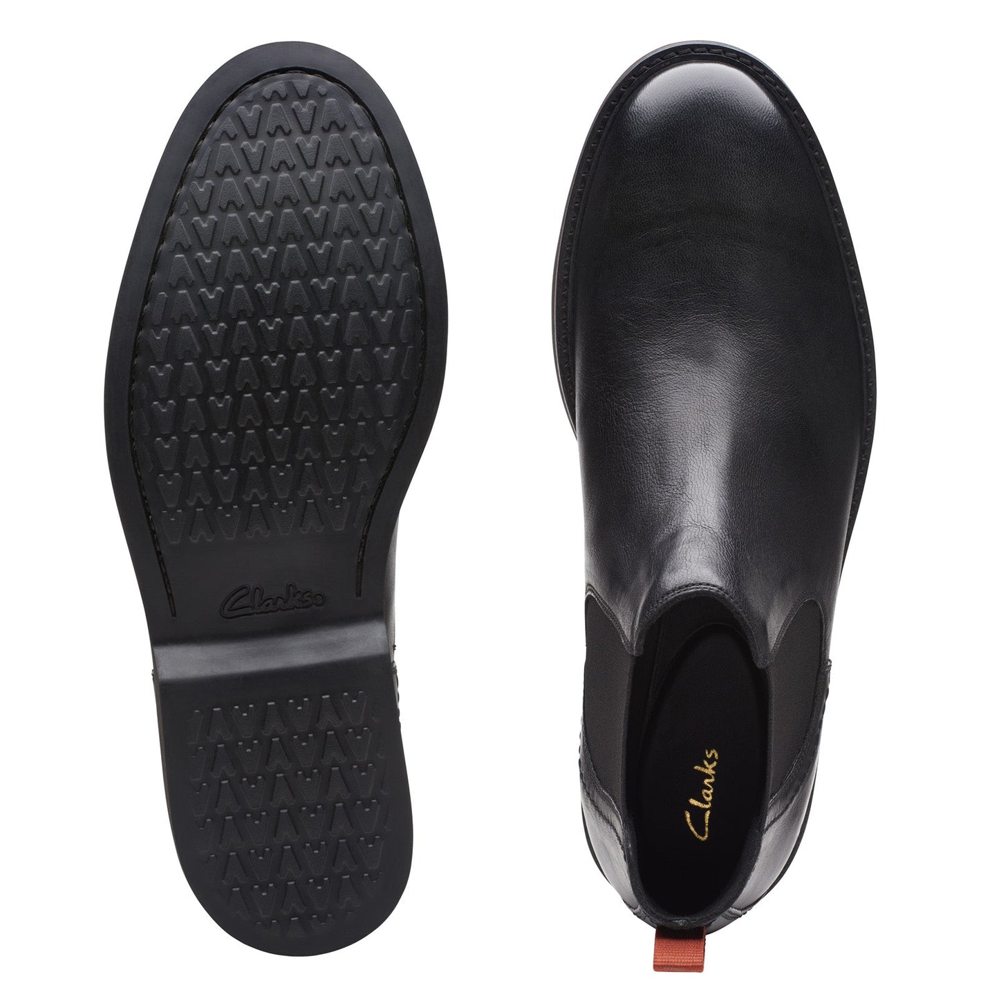 Clarks Atticus LT Top 26173417 Mens Black Leather Slip On Chelsea Boots