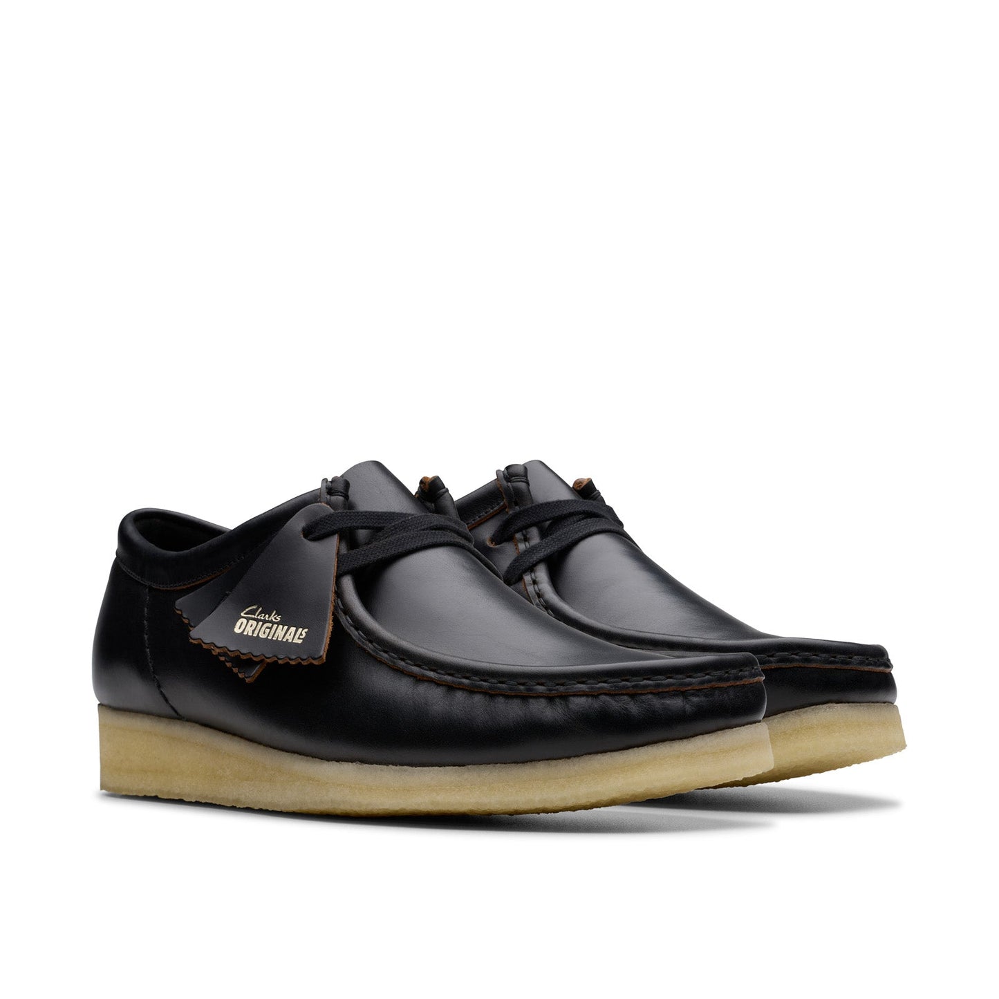 Clarks Wallabee 26181127 Mens Black Leather Oxfords & Lace Ups Casual Shoes