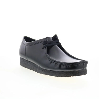 Clarks Wallabee 26183780 Mens Black Leather Oxfords & Lace Ups Casual Shoes