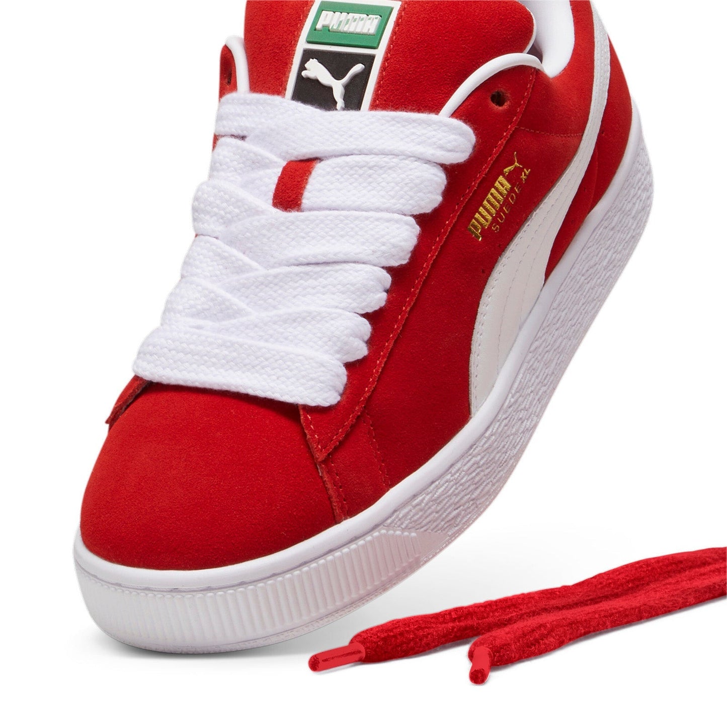 Puma Suede XL 39520503 Mens Red Suede Lifestyle Sneakers Shoes