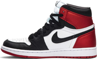 Nike Womens Air Jordan 1 Retro High Sneakers - 'Satin Black Toe'