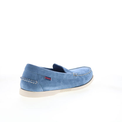 Sebago Frank Boat Roughout Mens Blue Suede Loafers & Slip Ons Casual Shoes