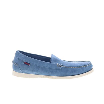 Sebago Frank Boat Roughout Mens Blue Suede Loafers & Slip Ons Casual Shoes