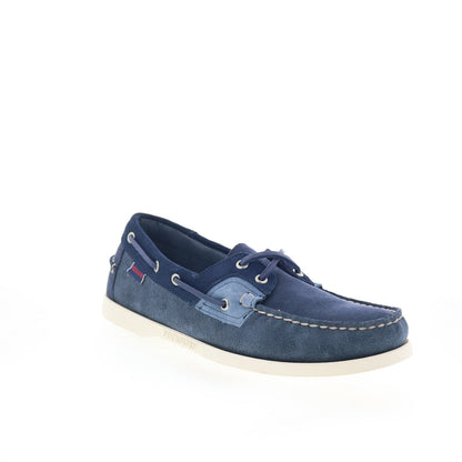 Sebago Ross Island JIB Shadow Mens Blue Suede Loafers & Slip Ons Boat Shoes