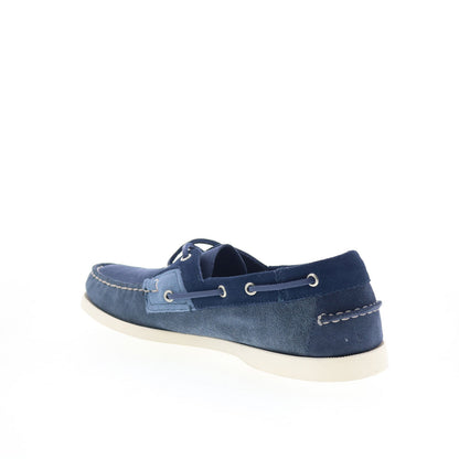 Sebago Ross Island JIB Shadow Mens Blue Suede Loafers & Slip Ons Boat Shoes