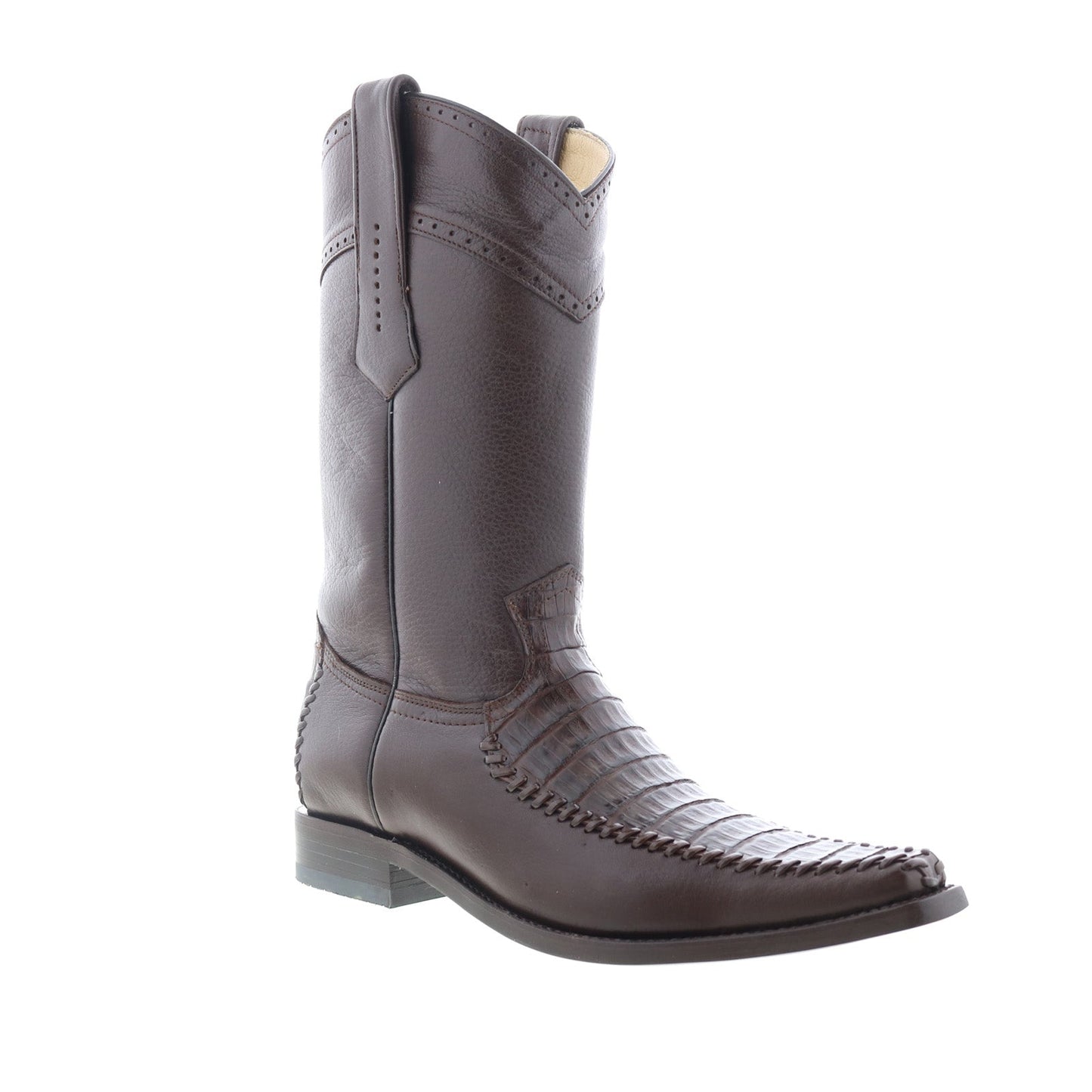 Los Altos Narrow Square Toe Caiman Belly Mens Brown Wide Cowboy Western Boots