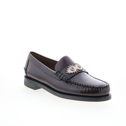Sebago Classic Dan Eyes HTC LA Mens Brown Wide Leather Loafers Penny Shoes