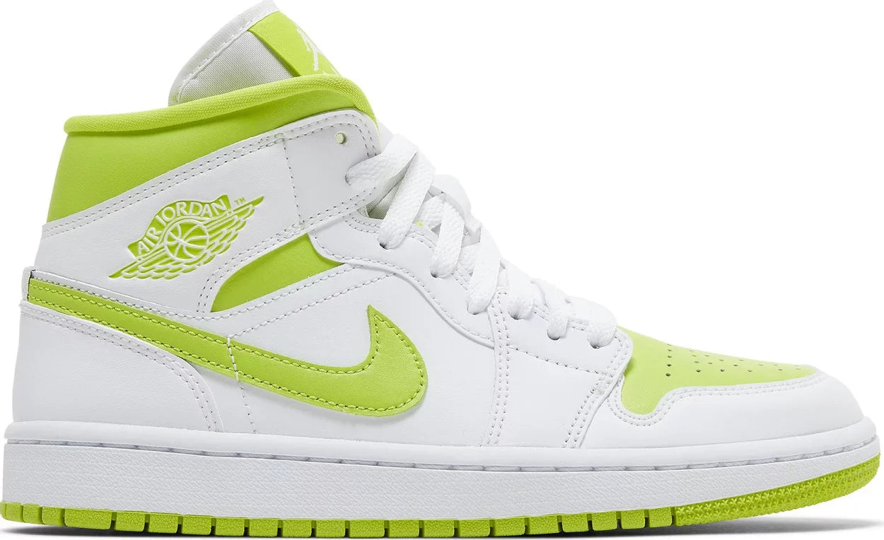 Nike Womens Air Jordan 1 Mid Sneakers - 'White Lime'