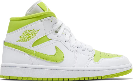 Nike Womens Air Jordan 1 Mid Sneakers - 'White Lime'