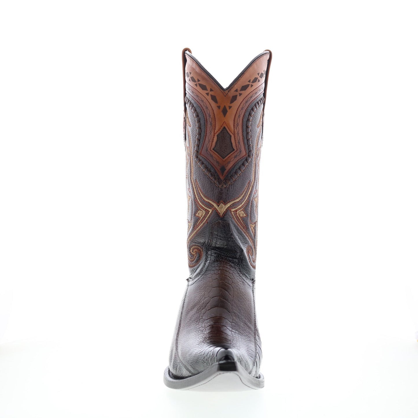 Los Altos 3X Toe Ostrich Leg 9530516 Mens Brown Wide Cowboy Western Boots