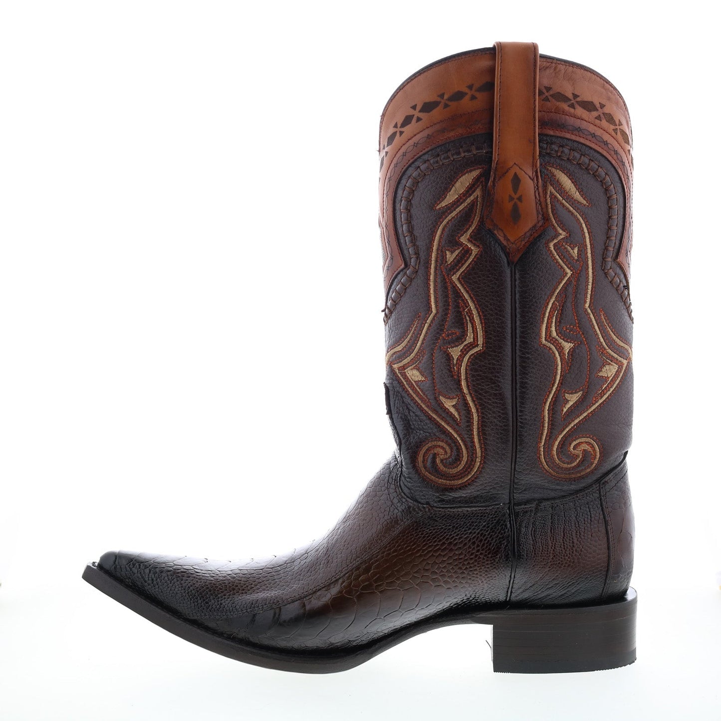 Los Altos 3X Toe Ostrich Leg 9530516 Mens Brown Wide Cowboy Western Boots