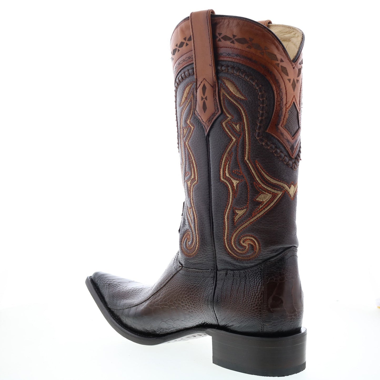 Los Altos 3X Toe Ostrich Leg 9530516 Mens Brown Wide Cowboy Western Boots