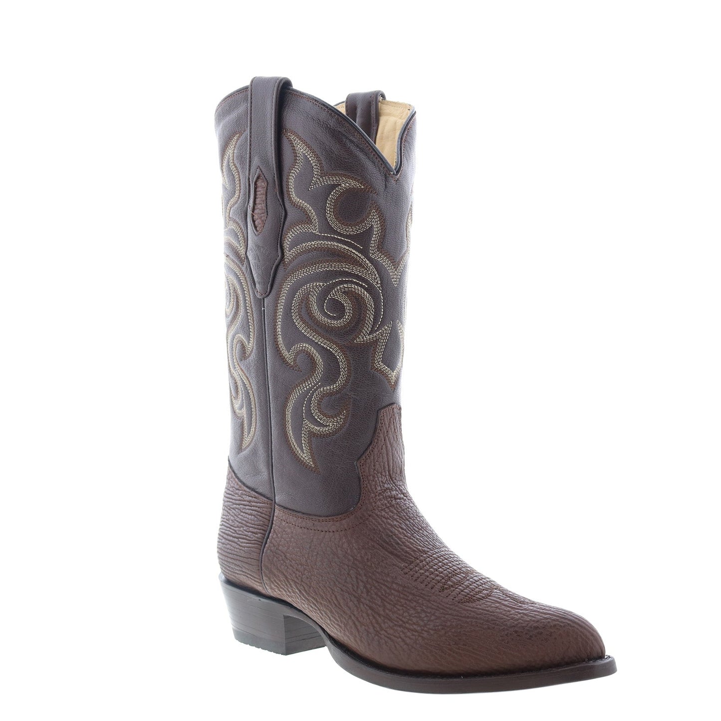 Los Altos J-Toe Shark Exotic Leather Mens Brown Wide Cowboy Western Boots