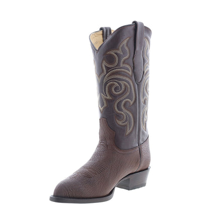 Los Altos J-Toe Shark Exotic Leather Mens Brown Wide Cowboy Western Boots