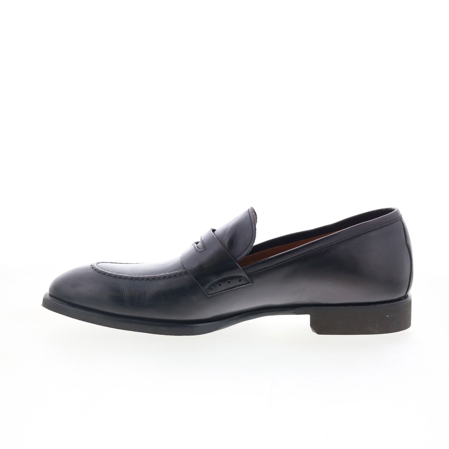 Di Bianco Brera Mens Black Leather Slip On Loafers & Slip Ons Penny Shoes