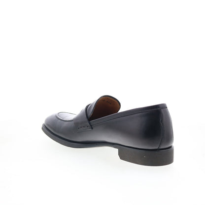 Di Bianco Brera Mens Black Leather Slip On Loafers & Slip Ons Penny Shoes
