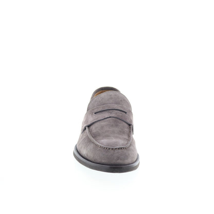 Di Bianco Brera Mens Gray Suede Slip On Loafers & Slip Ons Penny Shoes