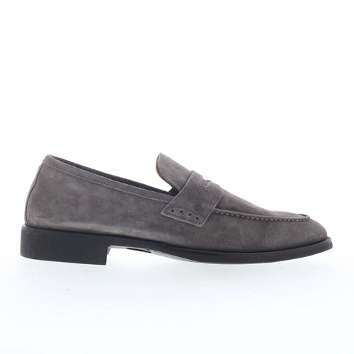 Di Bianco Velour BRERA Mens Gray Suede Loafers & Slip Ons Penny Shoes