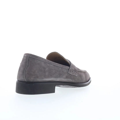 Di Bianco Velour BRERA Mens Gray Suede Loafers & Slip Ons Penny Shoes