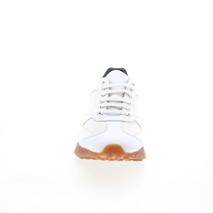 Di Bianco Carpi Mens White Leather Lace Up Lifestyle Sneakers Shoes