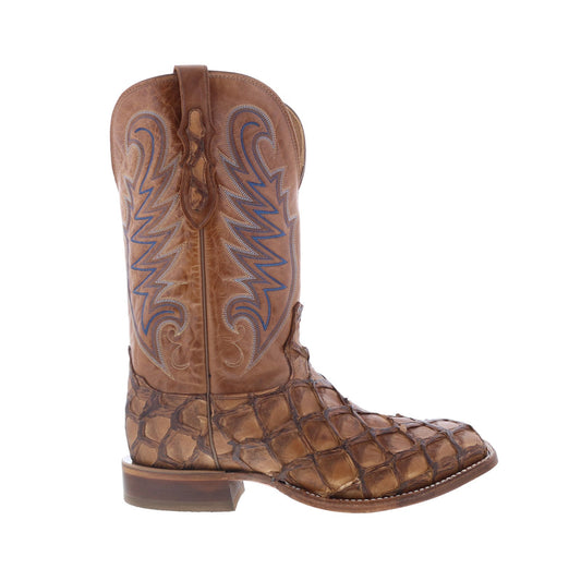 Tony Lama Everett Pirarucu Made In USA Mens Brown Cowboy Western Boots