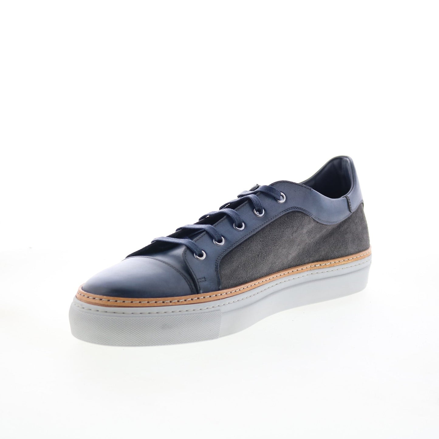 Di Bianco Messina Mens Gray Leather Lace Up Lifestyle Sneakers Shoes