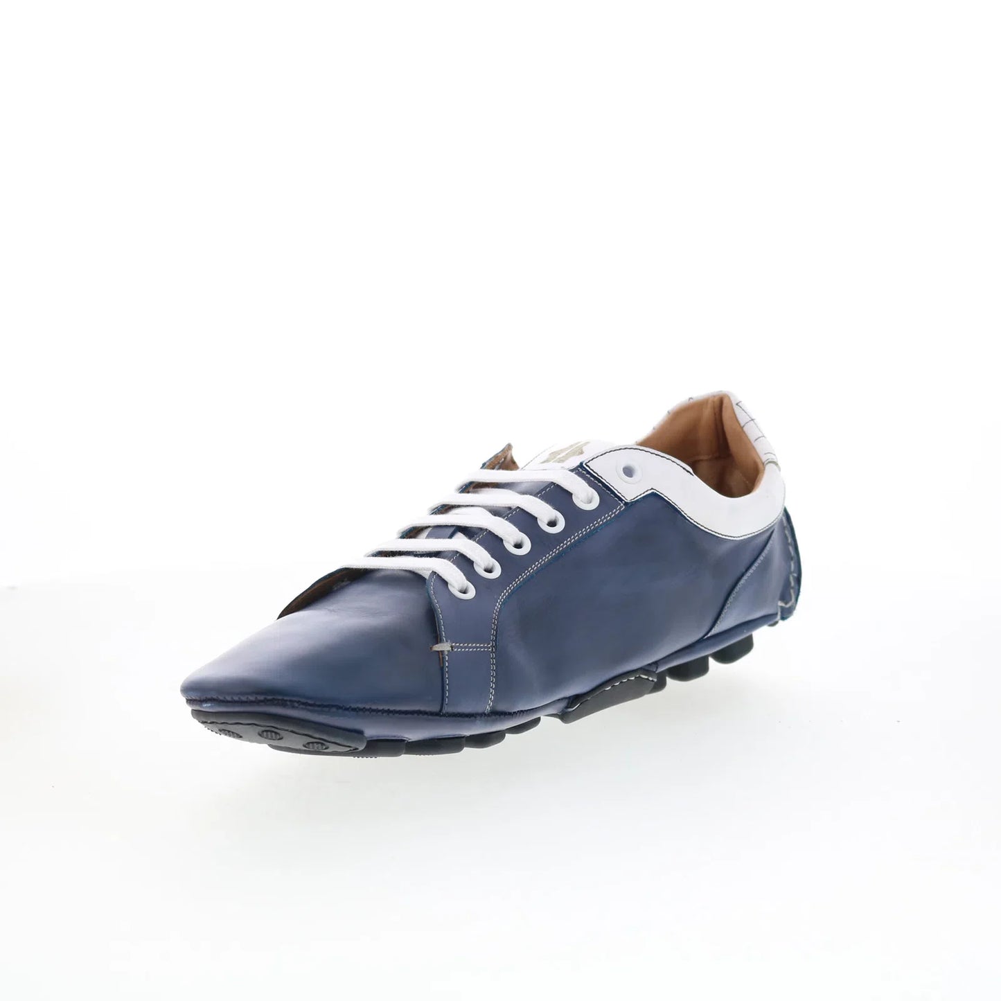 Di Bianco Monza Mens Blue Leather Lace Up Lifestyle Sneakers Shoes