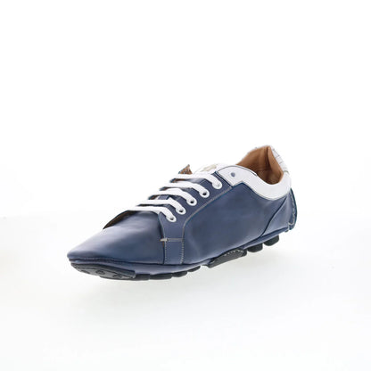 Di Bianco Monza Mens Blue Leather Lace Up Lifestyle Sneakers Shoes