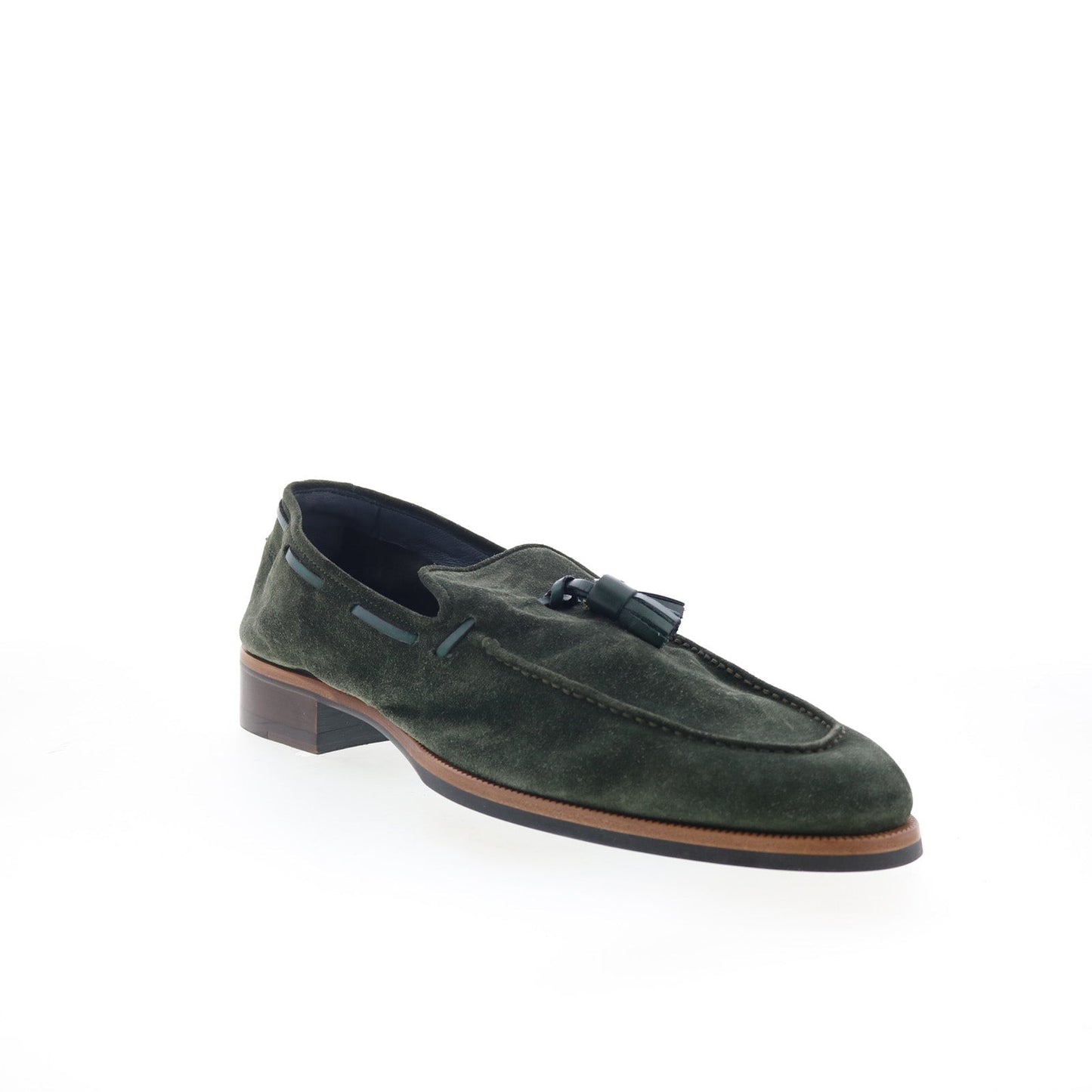 Di Bianco Napoli Mens Green Suede Slip On Loafers & Slip Ons Casual Shoes