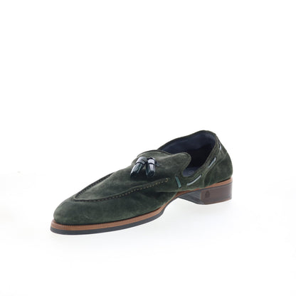 Di Bianco Napoli Mens Green Suede Slip On Loafers & Slip Ons Casual Shoes