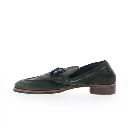 Di Bianco Napoli Mens Green Suede Slip On Loafers & Slip Ons Casual Shoes