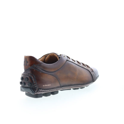 Di Bianco Olimpico Mens Brown Leather Lace Up Lifestyle Sneakers Shoes
