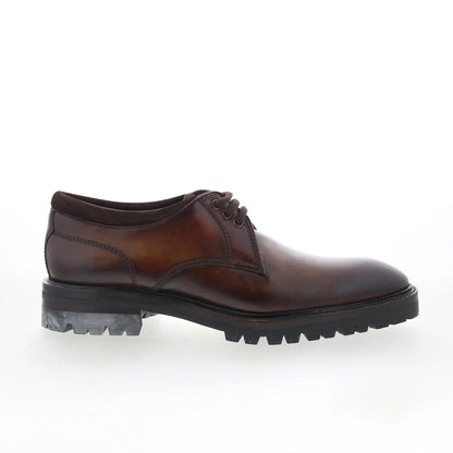 Di Bianco Prato Mens Brown Leather Lace Up Oxfords & Lace Ups Plain Toe Shoes
