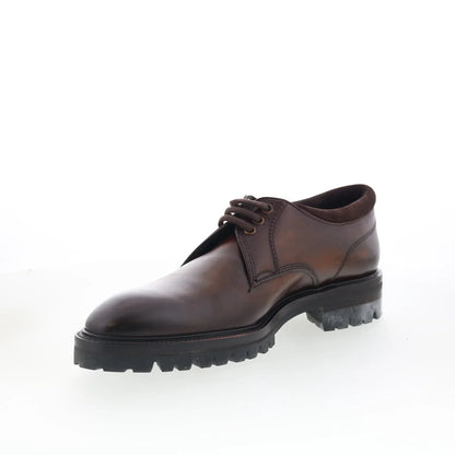 Di Bianco Prato Mens Brown Leather Lace Up Oxfords & Lace Ups Plain Toe Shoes