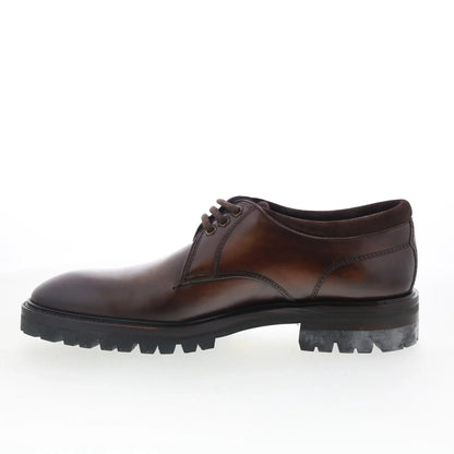 Di Bianco Prato Mens Brown Leather Lace Up Oxfords & Lace Ups Plain Toe Shoes
