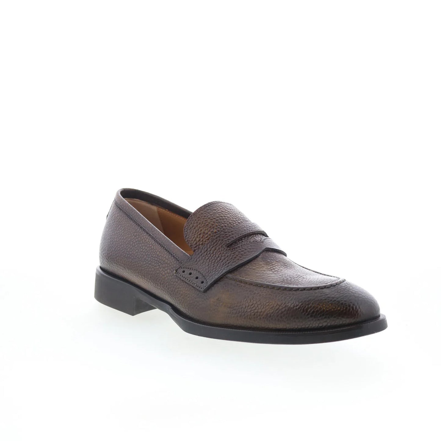 Di Bianco SC524 Mens Brown Leather Slip On Loafers & Slip Ons Penny Shoes