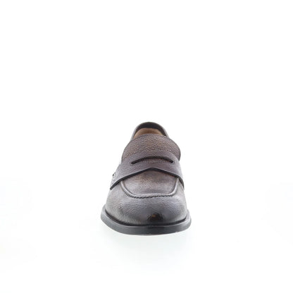 Di Bianco SC524 Mens Brown Leather Slip On Loafers & Slip Ons Penny Shoes