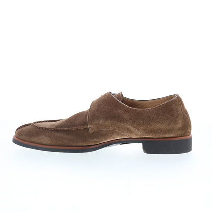 Di Bianco SC542 Mens Brown Suede Hook & Loop Loafers & Slip Ons Casual Shoes