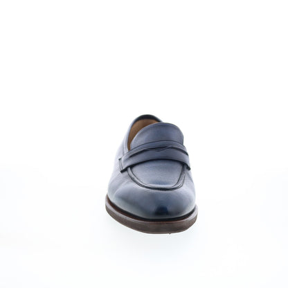 Pastori by Di Bianco Titus Mens Blue Leather Loafers & Slip Ons Penny Shoes