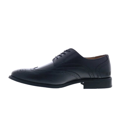 La Milano A590 Mens Black Leather Oxfords & Lace Ups Wingtip & Brogue Shoes
