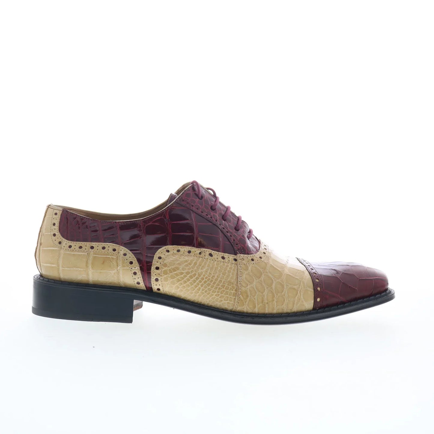 Ferrini Alligator 203 528 Mens Burgundy Oxfords & Lace Ups Cap Toe Shoes